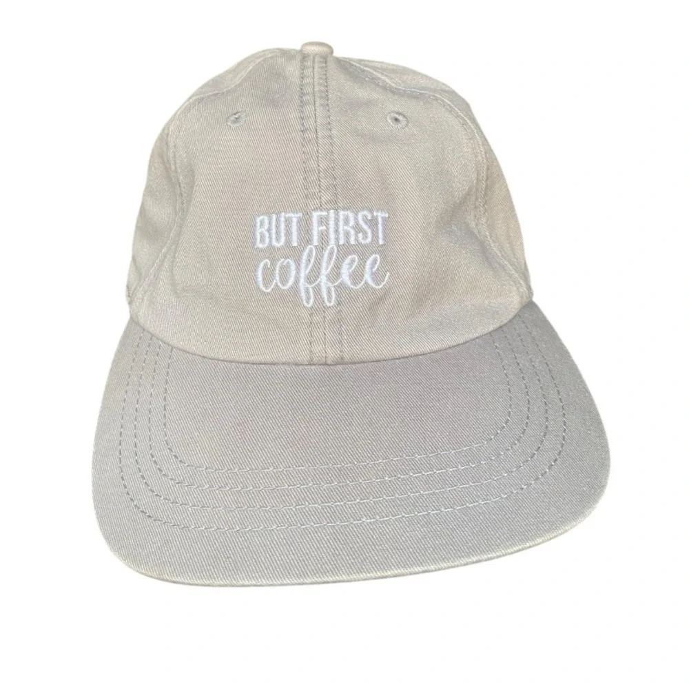 But First Coffee Hat Gray Morning Walk Gym Cafe Cap Espresso